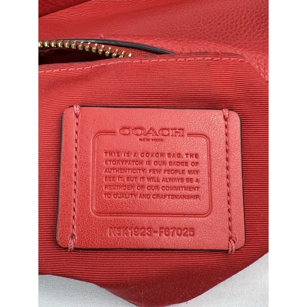 COACH Mini Abby Duffel Shoulder Crossbody Bag RED Pebble Leather - Picture 3 of 16